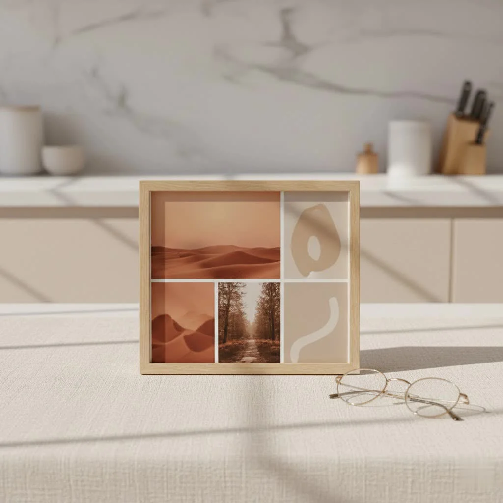 Digital frame displaying family photos