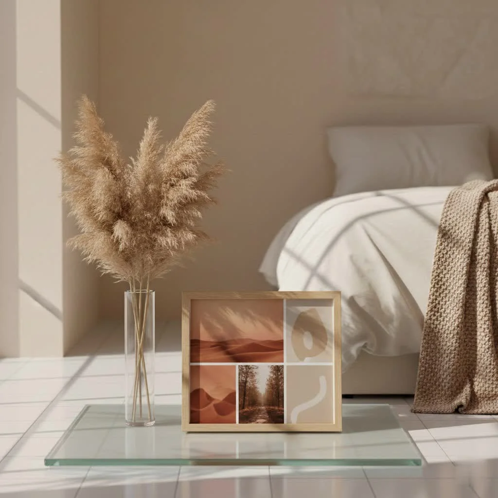 Battery operated digital picture frame displaying family photos