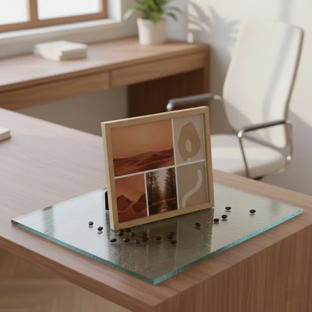 High-resolution digital photo frame displaying a vibrant landscape