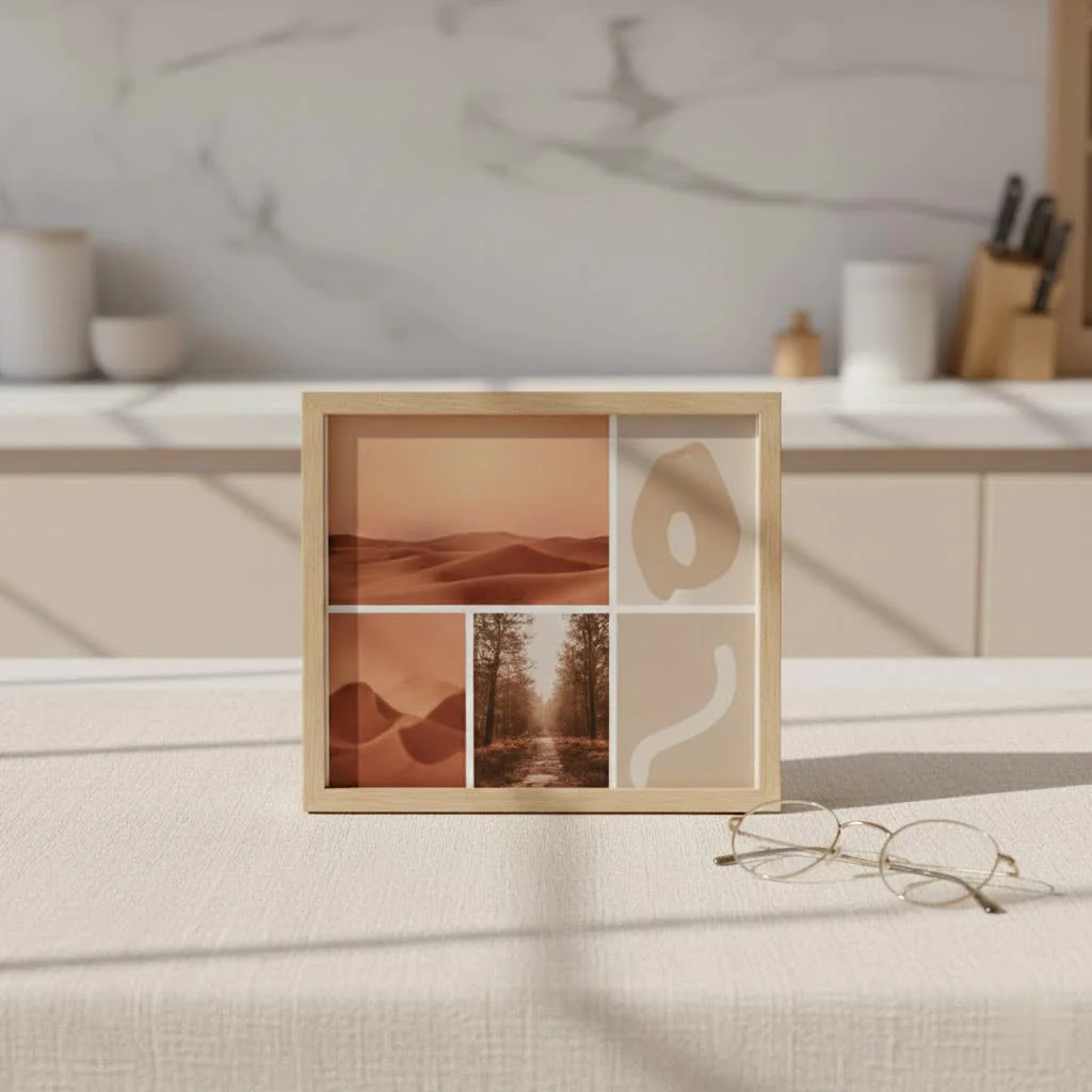 Polaroid digital photo frame displaying a vibrant family photo