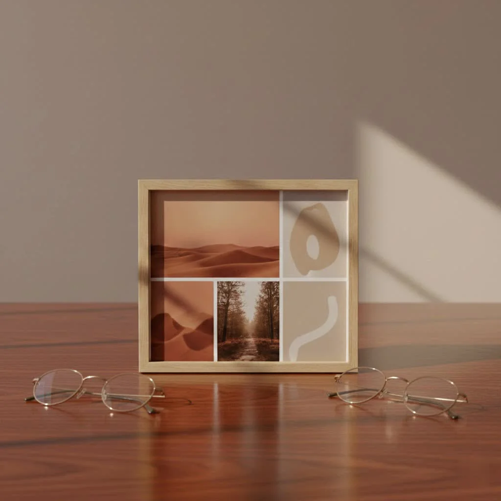 Digital picture frame displaying a vibrant family photo