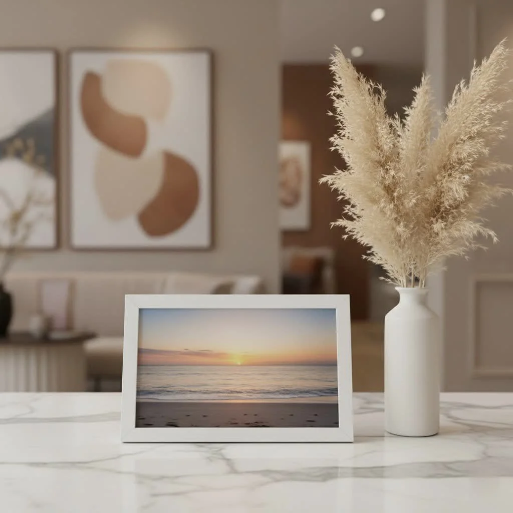 Digital photo frame displaying family photos