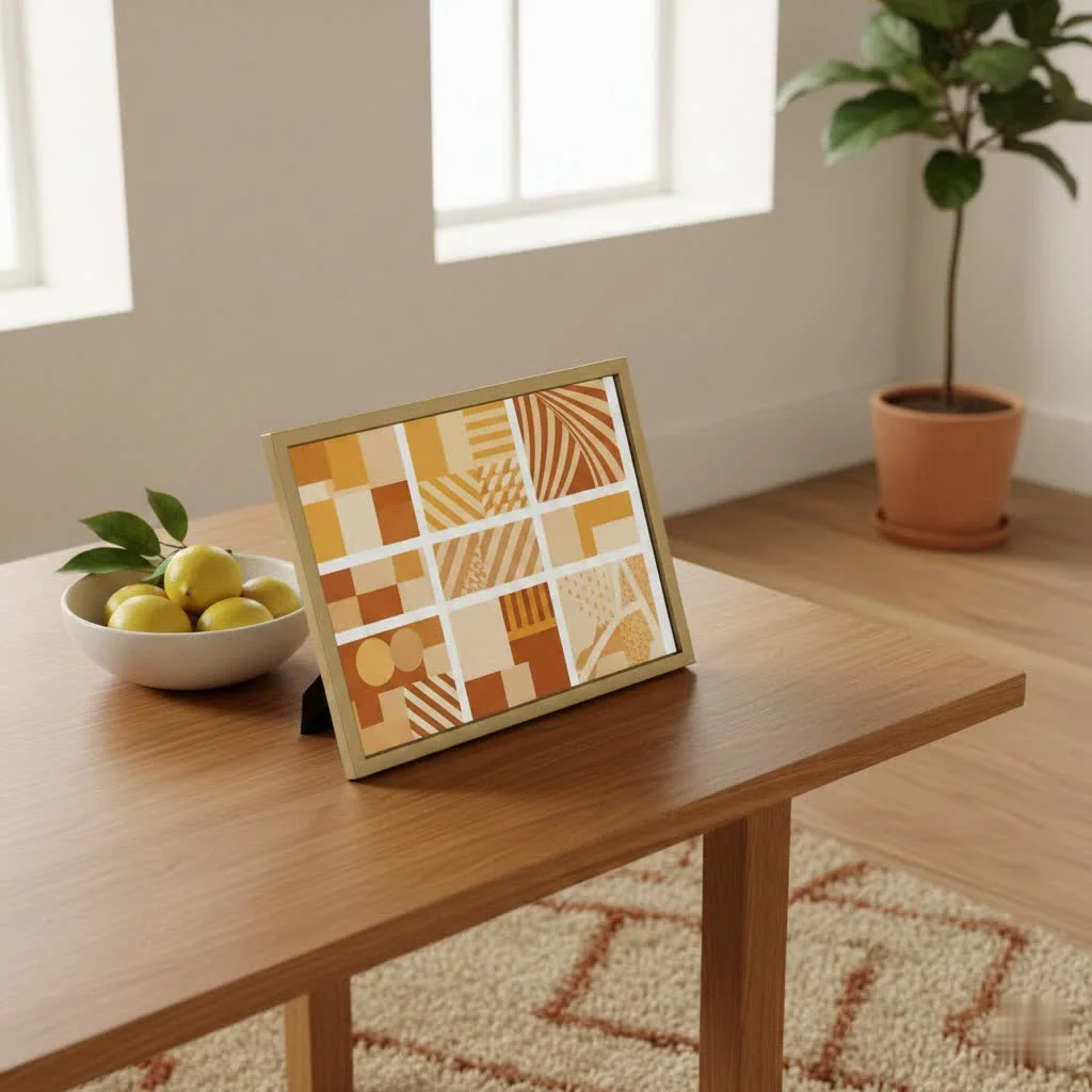 Digital photo frame displaying a family photo