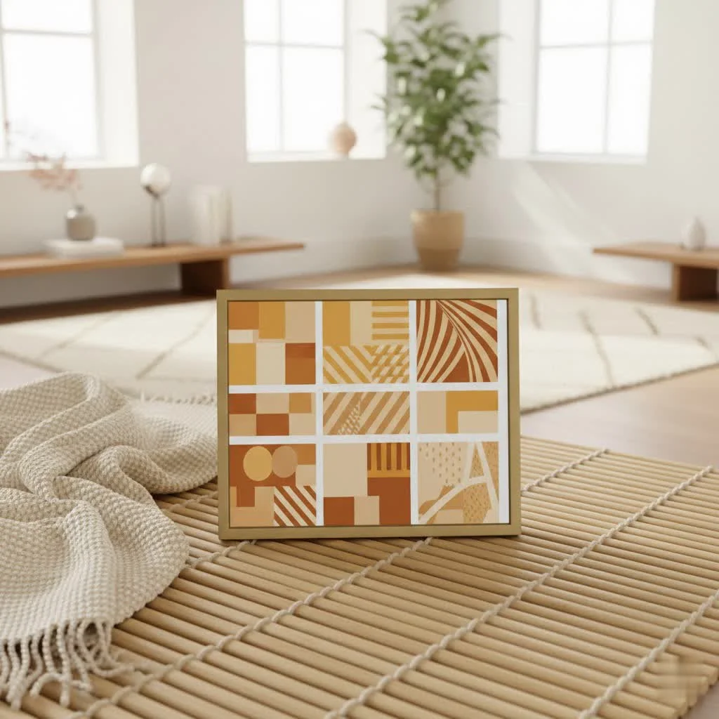 Digital photo frame displaying a family photo, controlled by a smartphone app.