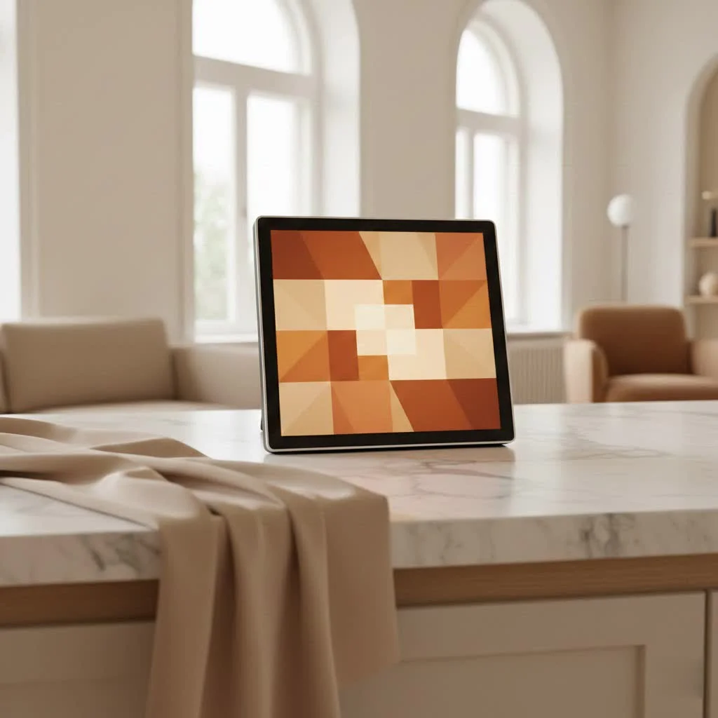 Digital art frame displaying a vibrant abstract painting