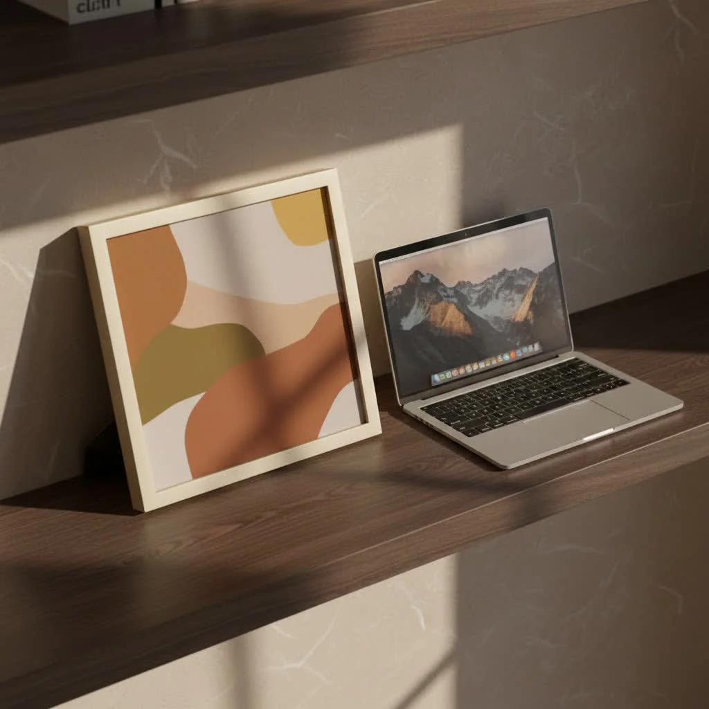 Digital photo frame displaying a family photo with a slideshow
